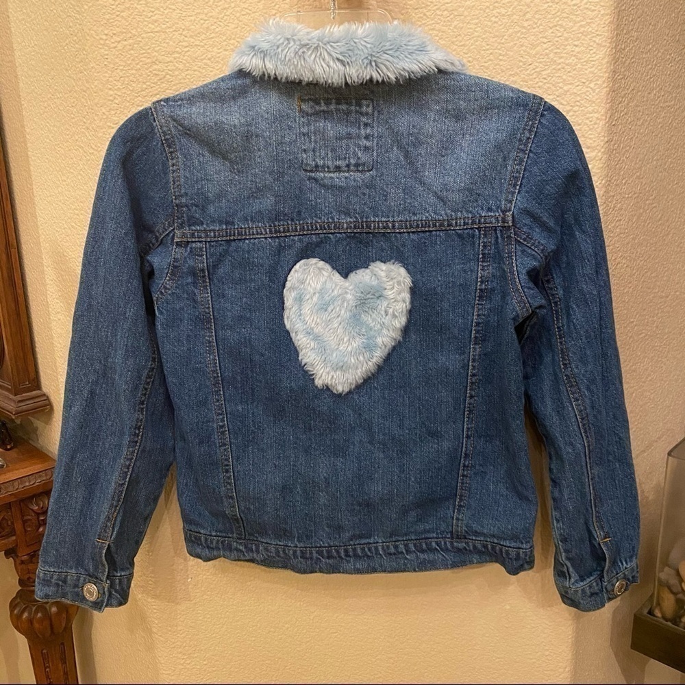 C&C CALIFORNIA Blue Fuzzy Jean Jacket Size 12
